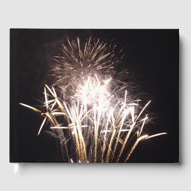 White and Gold Fireworks I Patriotic Celebration Gästebuch (Vorderseite)