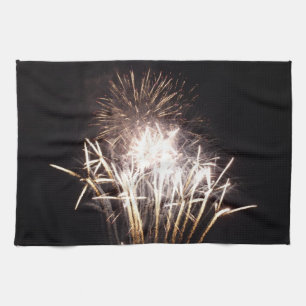 White and Gold Fireworks I Patriotic Celebration Küchentuch