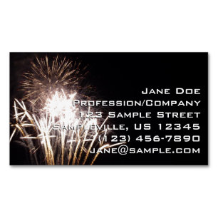 White and Gold Fireworks I Patriotic Celebration Magnetische Visitenkarte