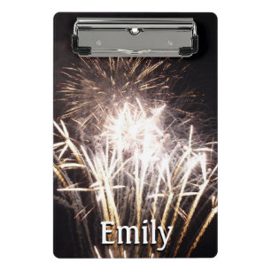 White and Gold Fireworks I Patriotic Celebration Mini Klemmbrett