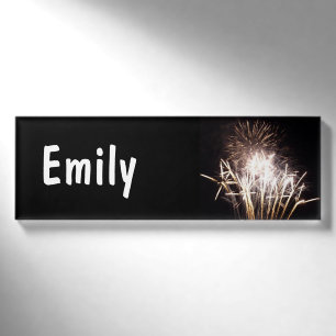 White and Gold Fireworks I Patriotic Celebration Namenschild
