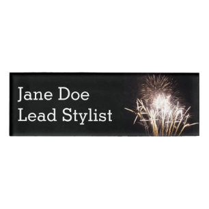 White and Gold Fireworks I Patriotic Celebration Namenschild