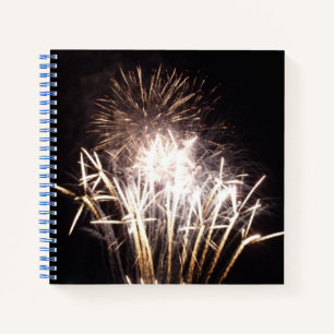 White and Gold Fireworks I Patriotic Celebration Notizbuch