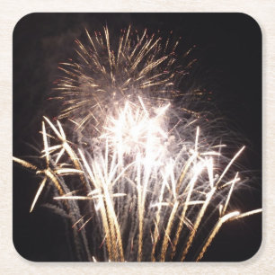 White and Gold Fireworks I Patriotic Celebration Rechteckiger Pappuntersetzer