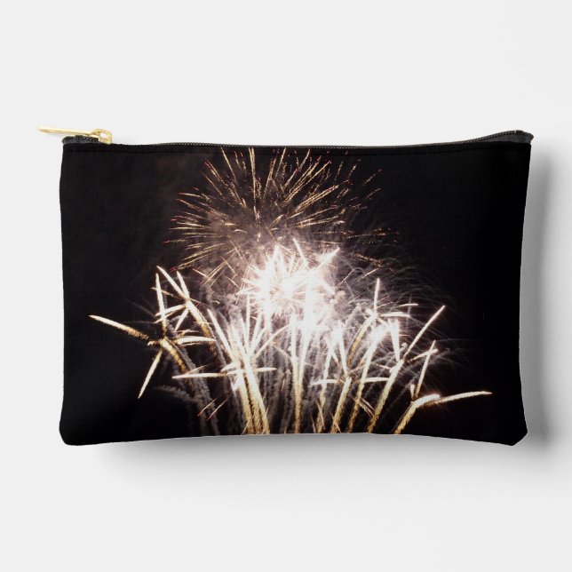 White and Gold Fireworks I Patriotic Celebration Zubehörtasche (Vorderseite)
