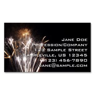 White and Gold Fireworks II Patriotic Celebration Magnetische Visitenkarte