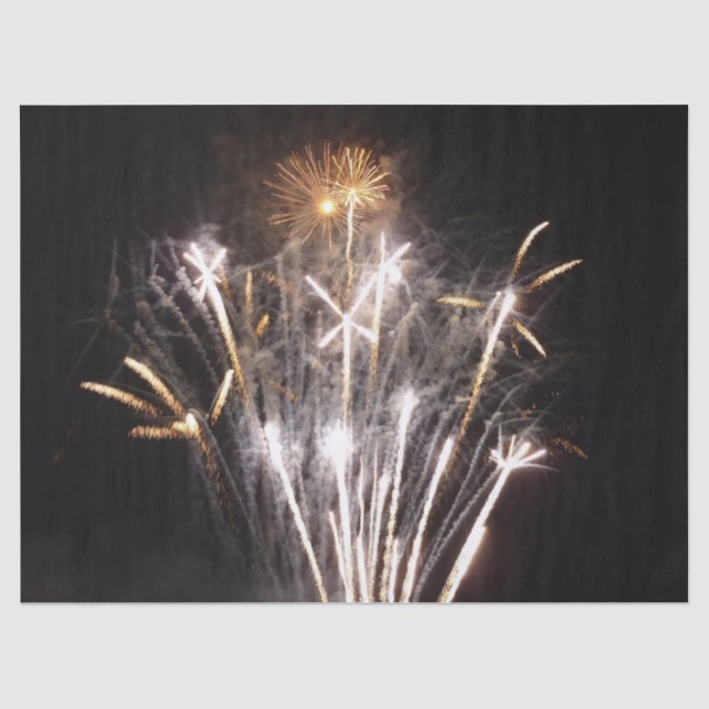 White and Gold Fireworks II Patriotic Celebration Seidenpapier (Vorderseite)