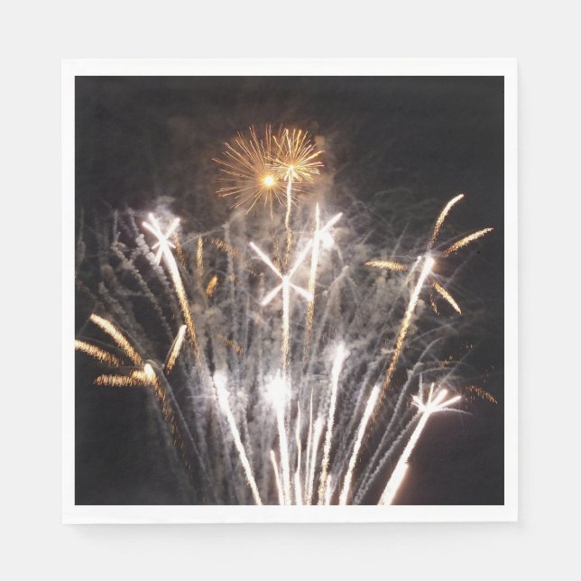 White and Gold Fireworks II Patriotic Celebration Serviette (Vorderseite)