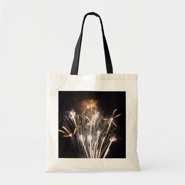 White and Gold Fireworks II Patriotic Celebration Tragetasche (Vorne)