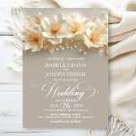 White and Gold Floral Wedding Einladung<br><div class="desc">Invite your friends and loved ones to celebrate your union with this elegant white and gold floral wedding invitation. The customizable text allows you to effortlessly add the bride and groom’s names, wedding date, and the necessary details of your celebration. A variety of paper types and corner styles are available...</div>