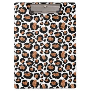 White and Gold Foil Cheetah - Leopard Muster Klemmbrett