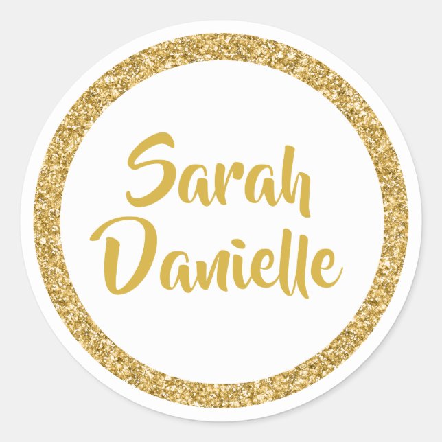 White and Gold Glitzer Fevor Sticker (Vorderseite)