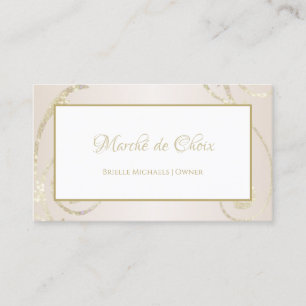 White and Gold Glitzer Filigree Beauty Boutique Visitenkarte
