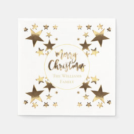White and Gold Look Star Muster Elegante Weihnacht Serviette