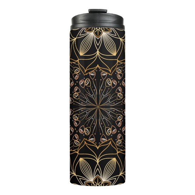White and Gold Mandala Thermosbecher (Vorderseite)