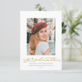 White and Gold Millennium Script Einladung