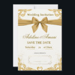 White and Gold Modern Elegant Wedding Celebration  Einladung<br><div class="desc">Celebrate your special day with this modern, elegant wedding invitation featuring a timeless white and gold design. Clean lines, subtle shimmer, and sophisticated typography create a luxurious feel — perfect for contemporary, minimalist, or classic weddings. ✨ Fully customizable: easily add your names, wedding date, venue, and RSVP details. ✨ Printed...</div>