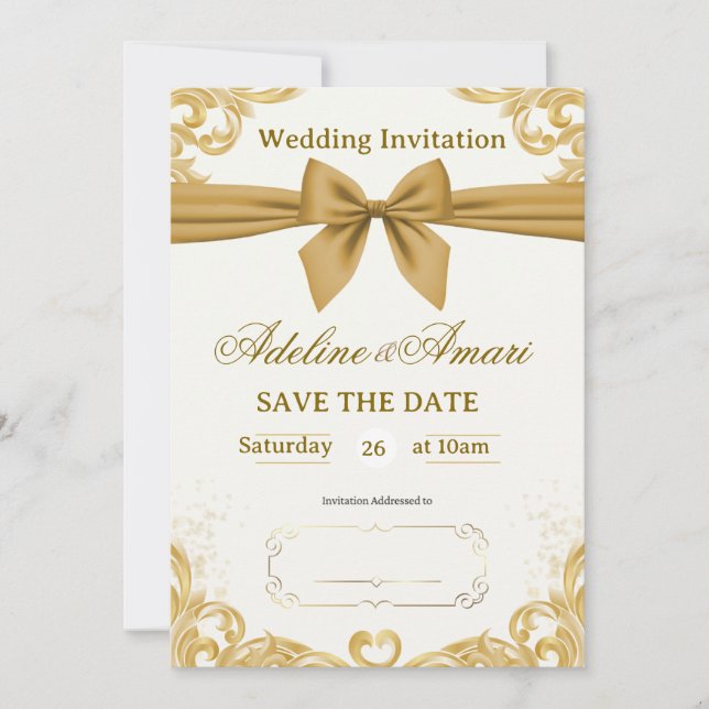 White and Gold Modern Elegant Wedding Celebration  Einladung (Vorderseite)