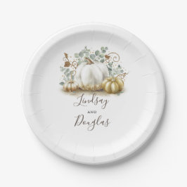 White and Gold Pumpkin Fall Harvest Pappteller