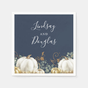 White and Gold Pumpkins Fall Harvest Wedki Napki Serviette