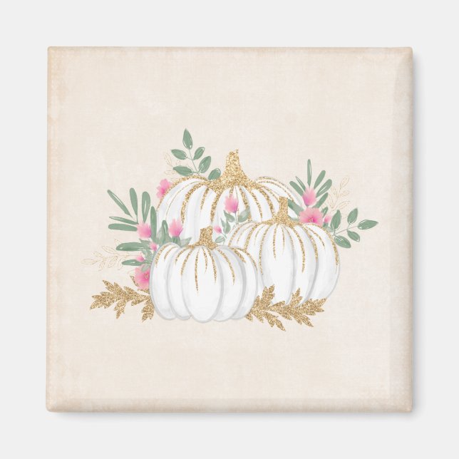 White and Gold Pumpkins Watercolor Magnet (Vorne)