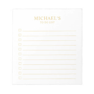 White and Gold To Do List Editor Notizblock