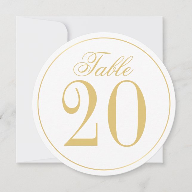 White and Gold Wedcle Tischnummer Card (Vorderseite)