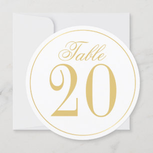 White and Gold Wedcle Tischnummer Card