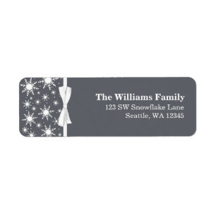 White and Gray Snowflakes Ribbon Weihnachtsadresse