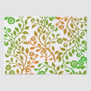 White and Green Swirly Floral Pattern Elegant Fall Seidenpapier