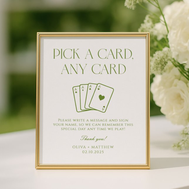 White and Green Wedding Playing Card Guest Book  Poster (Von Creator hochgeladen)