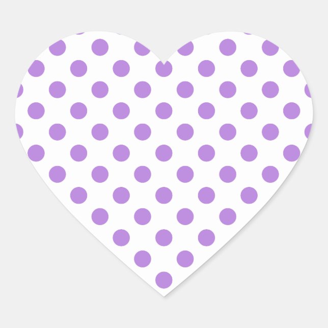 White and Lavender Polka Dots Herz-Aufkleber (Vorderseite)