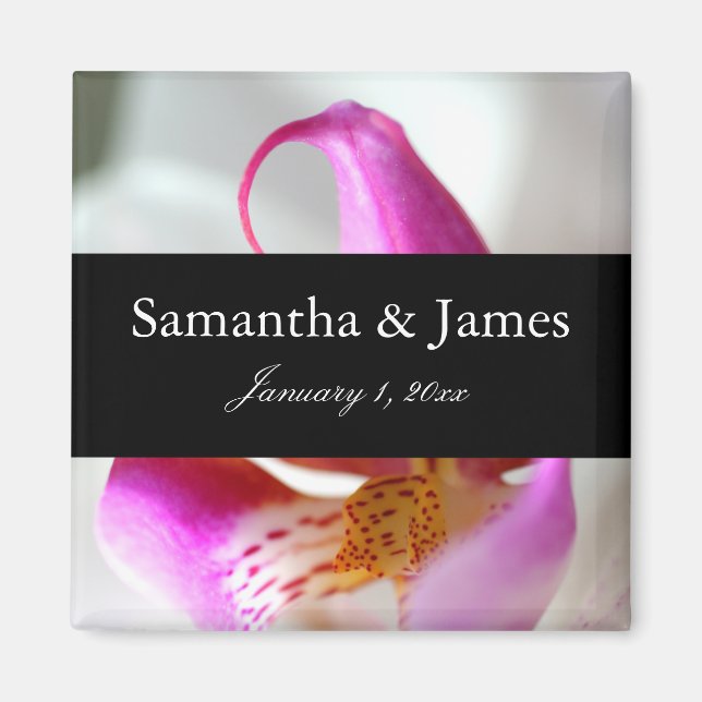 White and Lila Orchid Personal Wedding Magnet (Vorne)