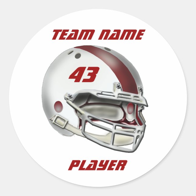 White and Maroon Football Helmet Runder Aufkleber (Vorderseite)