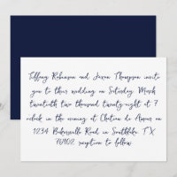 White and Navy Blue Handwriting Style Wedding