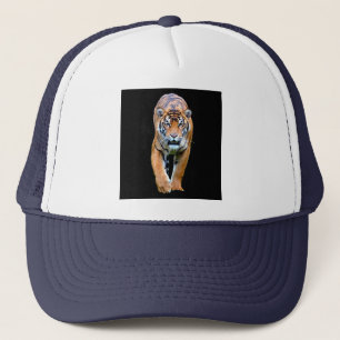 White and Navy Moderne Elegante Pop Art Tiger Tren Truckerkappe