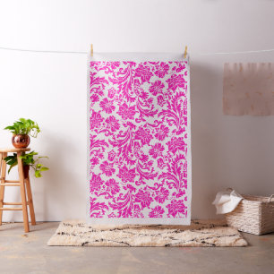 White and pink floral damask stoff