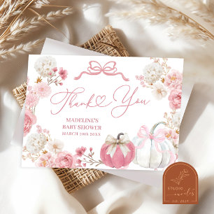 White and Pink Little Pumpkin Danke Karte