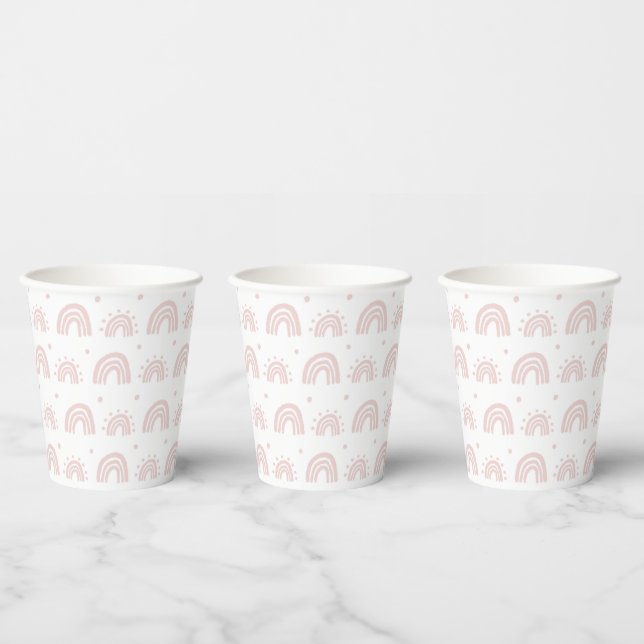 White And Pink Rainbow Babyshower New Baby Cup Pappbecher (Multi)