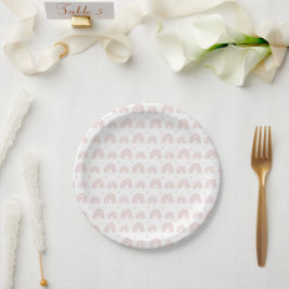 White And Pink Rainbow Babyshower New Baby Plate Pappteller