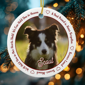 White and Red Dog Memorial Forever Loved Pet Loss  Keramik Ornament