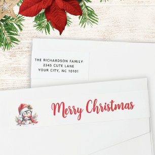 White and Red Fun Penguin Frohe Weihnachtsadresse