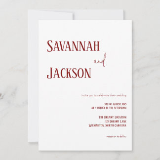 White and Red Modern Elegant Wedding Invitation