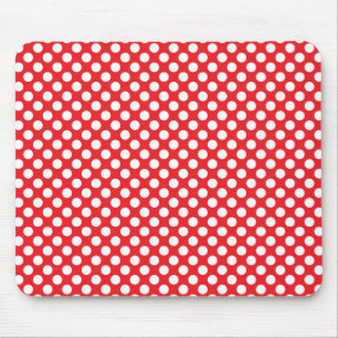 White and Red Polka Dot Mousepad