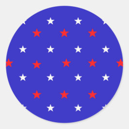 White and Red Stars - Starry Sky Pattern Runder Aufkleber