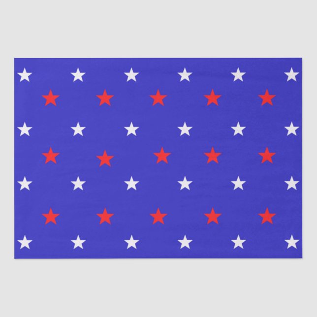 White and Red Stars - Starry Sky Pattern Seidenpapier (Vorderseite)