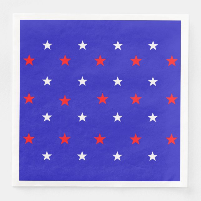 White and Red Stars - Starry Sky Pattern Serviette (Vorderseite)