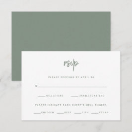 White and Sage Modernes Skript | Wahl zum Hochzeit RSVP Karte