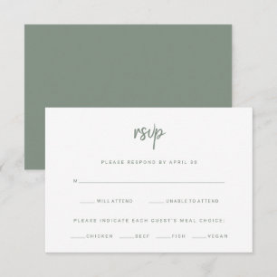 White and Sage Modernes Skript Wahl zum Hochzeit RSVP Karte
