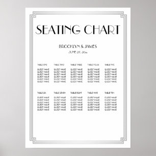 White And Silver Wedding Seating Chart Poster